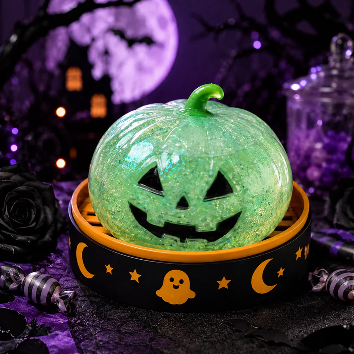 Halloween Ghost Dumpling Squishy Halloween Dumpling Squishy Mystery Blind Box Dumplings Stress Balls Stretchy Clear Gel Fidget Sensory Toy Squishy Dumpling with Steamer Base Halloween Holiday,1Pc