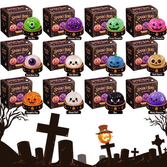 Halloween Ghost Dumpling Squishy Halloween Dumpling Squishy Mystery Blind Box Dumplings Stress Balls Stretchy Clear Gel Fidget Sensory Toy Squishy Dumpling with Steamer Base Halloween Holiday,1Pc